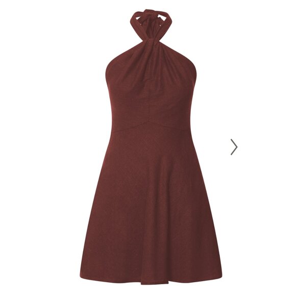 Showpo Louie Linen Mini Dress in Chocolate - Picture 5 of 7